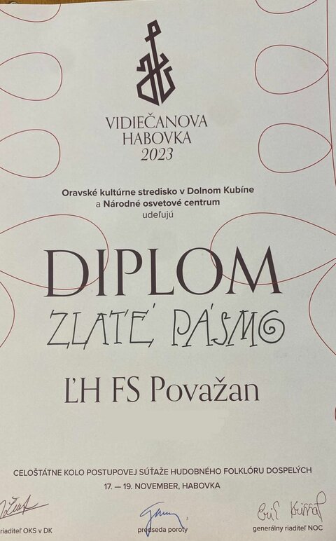 Vynikajúce umiestnenie folkloristov Trenčianskeho kraja na celoštátnej súťaži VIDIEČANOVA HABOVKA