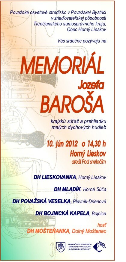 Memoriál Jozefa Baroša- krajská postupová suťaž a prehliadka mladých dychových hudieb Trenčianskeho kraja